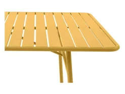 Conjunto Sala De Jantar De Jardim Metal, Uma Mesa C160 Cm Com 2 Cadeiroes Empilhaveis E 4 Cadeiras Empilhaveis Amarelo Mostarda - Mirmande De Mylia