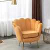 Conjunto Sofá De 2 Lugares E Poltrona Concha Em Veludo Amarelo-Mostarda Dandelion