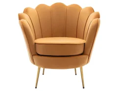 Conjunto Sofá De 2 Lugares E Poltrona Concha Em Veludo Amarelo-Mostarda Dandelion