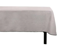 Conjunto Toalha + 4 Guardanapos De Mesa Em Linho E Algodao, Borda Preta, Taupe, 170 X 250 Cm - Borina