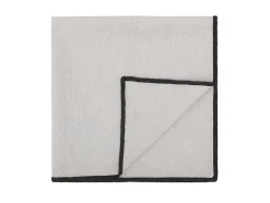 Conjunto Toalha + 4 Guardanapos De Mesa Em Linho E Algodao, Borda Preta, Taupe, 170 X 250 Cm - Borina