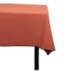 Conjunto Toalha + 4 Guardanapos De Mesa Em Linho E Algodao, Borda Preta, Terracota, 170 X 170 Cm - Borina
