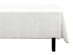Conjunto Toalha + 4 Guardanapos De Mesa Em Linho E Algodao, Borda Preta, Branco, 170 X 250 Cm - Borina