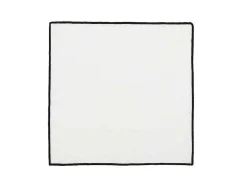 Conjunto Toalha + 4 Guardanapos De Mesa Em Linho E Algodao, Borda Preta, Branco, 170 X 170 Cm - Borina