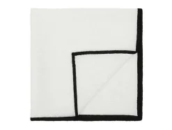 Conjunto Toalha + 4 Guardanapos De Mesa Em Linho E Algodao, Borda Preta, Branco, 170 X 170 Cm - Borina