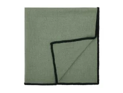 Conjunto Toalha + 4 Guardanapos De Mesa Em Linho E Algodao, Borda Preta, Caqui, 170 X 170 Cm - Borina