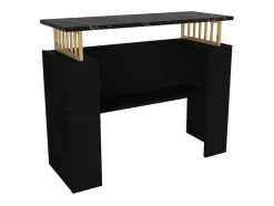 Consola Com 1 Prateleira Efeito Marmore Preto E Dourado - Liriona