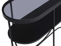 Consola Com 1 Prateleira Em Metal E Vidro Fumado Preto E Transparente - Pretoria