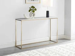 Consola Design Em Marmore E Metal Cor Branco E Dourado - Aretha De Pascal Morabito