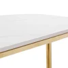 Consola Em Ceramica E Metal Dourado, Efeito Marmore Branco - Caloura