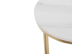 Consola Em Ceramica E Metal Dourado, Efeito Marmore Branco - Caloura