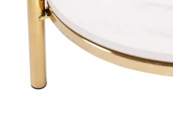 Consola Em Ceramica E Metal Dourado, Efeito Marmore Branco - Caloura