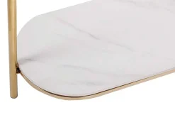Consola Em Ceramica E Metal Dourado, Efeito Marmore Branco - Caloura