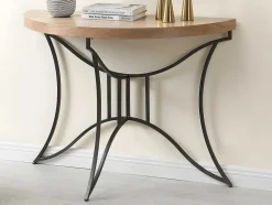 Consola Em Mdf E Metal Natural E Preto - Lolana
