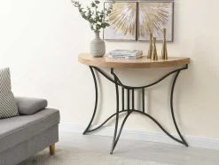 Consola Em Mdf E Metal Natural E Preto - Lolana
