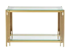 Consola Em Vidro Temperado E Aco Inoxidavel Dourado - Nomelano De Pascal Morabito