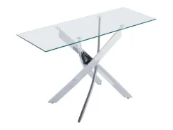 Consola Em Vidro Temperado E Metal Cromado, Transparente - Cosima
