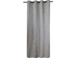 Cortina De Escurecimento C. 135 X A. 250 Cm Cinzento Matizado Efeito Linho, Ilhos Pretos - Fynn