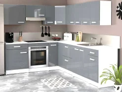 Cozinha Completa De Canto, 13 Elementos De Arrumação, Cinzento E Branco - Trattoria