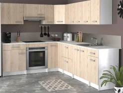 Cozinha Completa De Canto, 13 Elementos De Arrumação, Natural E Branco - Trattoria