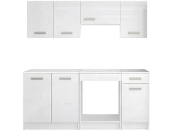 Cozinha Completa De 180 Cm Com 6 Compartimentos De Arrumação Cor Branco - Trattoria