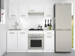 Cozinha Completa De 180 Cm Com 6 Compartimentos De Arrumação Cor Branco - Trattoria