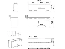 Cozinha Completa De 180 Cm Com 6 Compartimentos De Arrumação Cor Branco - Trattoria