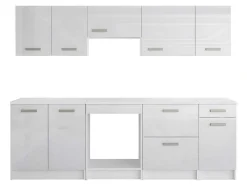 Cozinha Completa De 240 Cm Com 8 Compartimentos De Arrumação Cor Branco - Trattoria