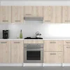Cozinha Completa De 240 Cm Com 8 Compartimentos De Arrumação Cor Carvalho E Branco - Trattoria