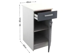 Cozinha Completa De 180 Cm Com 6 Compartimentos De Arrumação Cor Cinza E Branco - Trattoria