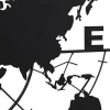 Decoração De Parede Em Metal Mapa Mundo De A. 80 X C. 107 Cor Preto - Worldy