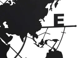 Decoração De Parede Em Metal Mapa Mundo De A. 80 X C. 107 Cor Preto - Worldy