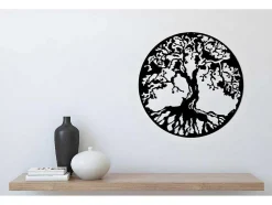 Decoração Metalica Arvore 32, Preto, 60X1,5X60 Cm, Epikasa