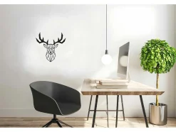 Decoração Metalica Cervo 3, Preto, 51X1,5X51 Cm, Epikasa