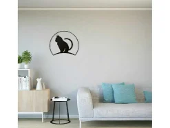 Decoração Metalica Gatos 4, Preto, 60X1,5X48 Cm, Epikasa
