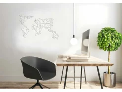 Decoração Metalica Mapa Do Mundo 19, Branco, 100X1,5X58 Cm, Epikasa