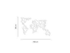 Decoração Metalica Mapa Do Mundo 19, Branco, 100X1,5X58 Cm, Epikasa