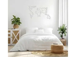 Decoração Metalica Mapa Do Mundo 19, Branco, 100X1,5X58 Cm, Epikasa