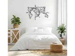 Decoração Metalica Mapa Do Mundo 20, Preto, 111X1,5X74 Cm, Epikasa