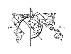 Decoração Metalica Mapa Do Mundo 20, Preto, 111X1,5X74 Cm, Epikasa