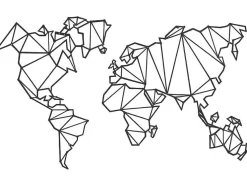 Decoração Metalica Mapa Do Mundo 4, Preto, 120X1,5X72 Cm, Epikasa