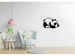 Decoração Metalica Panda 2, Preto, 50X1,5X35 Cm, Epikasa