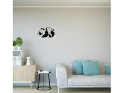 Decoração Metalica Panda 3, Preto, 52X1,5X31 Cm, Epikasa