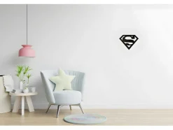 Decoração Metalica Superman, Preto, 40X1,5X31 Cm, Epikasa