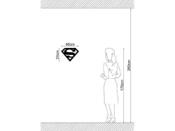 Decoração Metalica Superman, Preto, 40X1,5X31 Cm, Epikasa