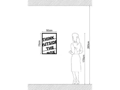 Decoração Metalica Think Outside The Box 2, Preto, 50X1,5X70 Cm, Epikasa