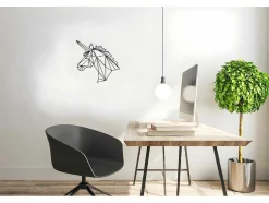 Decoração Metalica Unicornio, Preto, 53X1,5X50 Cm, Epikasa
