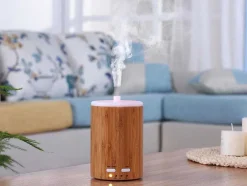 Diffuseur D'Aromes Par Ultrasons 12W Avec Led En Bambou Brun