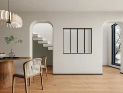 Divisória De Atelier Aluminio Termolacado E Vidro Temperado Texturizado 120X105 Cm, Preto - Vietra