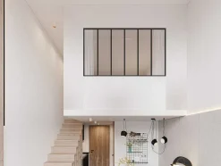 Divisória De Atelier Aluminio Termolacado E Vidro Fosco 180X105 Cm, Preto - Bayview